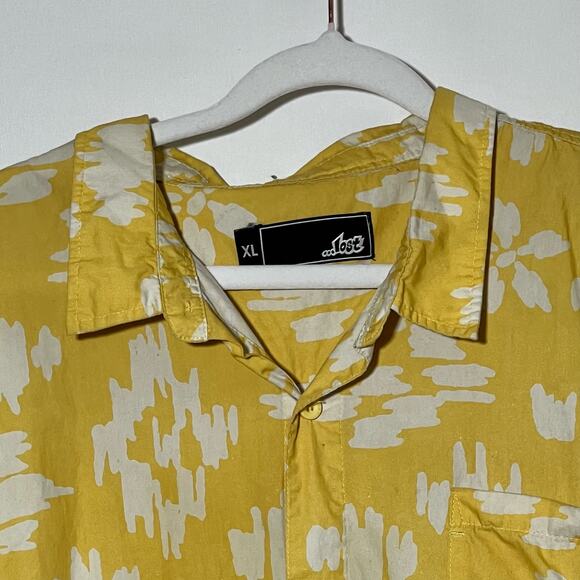 Vintage Y2K Lost Enterprises Short Sleeve Button Down Shirt Yellow Mens Size XL - Picture 4 of 11